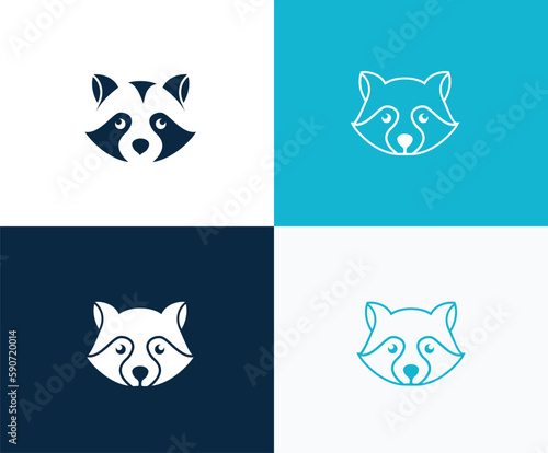 Racoon head logo collection set line art illustration