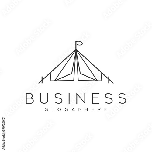 Tent logo design line art template vector