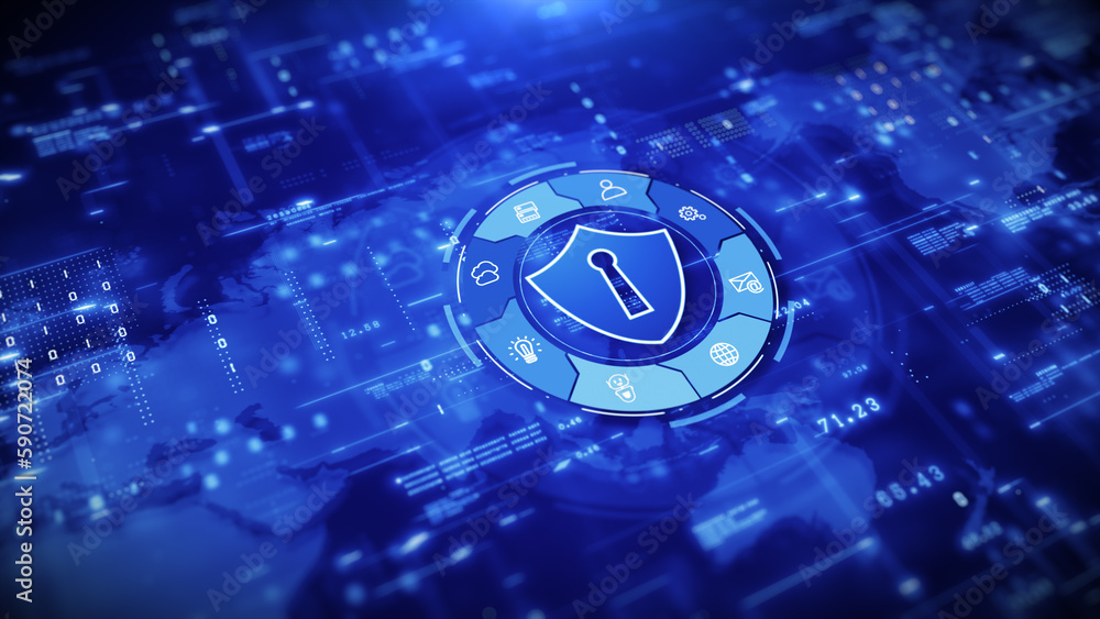 Technology Digital Data Network Connection Background Concept, Digital Data Network Protection, Shield Icon Cyber Security, 3d rendering Technology Digital Data Network Connection Background Concept, Digital Data Network Protection, Shield Icon Cyber Security, 3d rendering