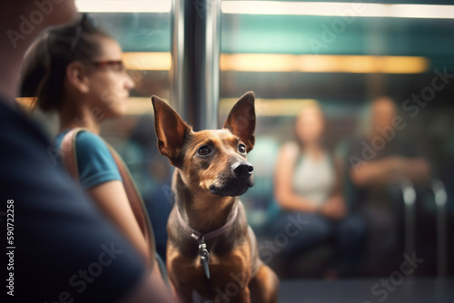 Patient Pooch Awaiting Departure in Subway Station