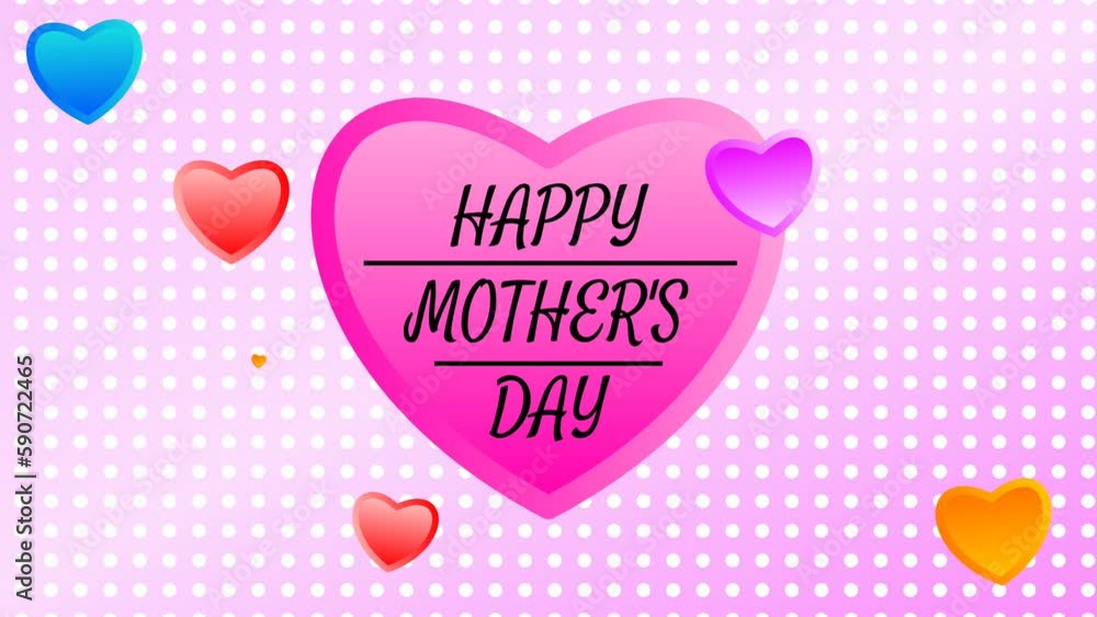 happy mother's day greetings in big pink heart with small Swinging heart shape and dotted background. concept for international mothers day. happy mother's day greetings in big pink heart with small Swinging heart shape and dotted background. concept for international mothers day.