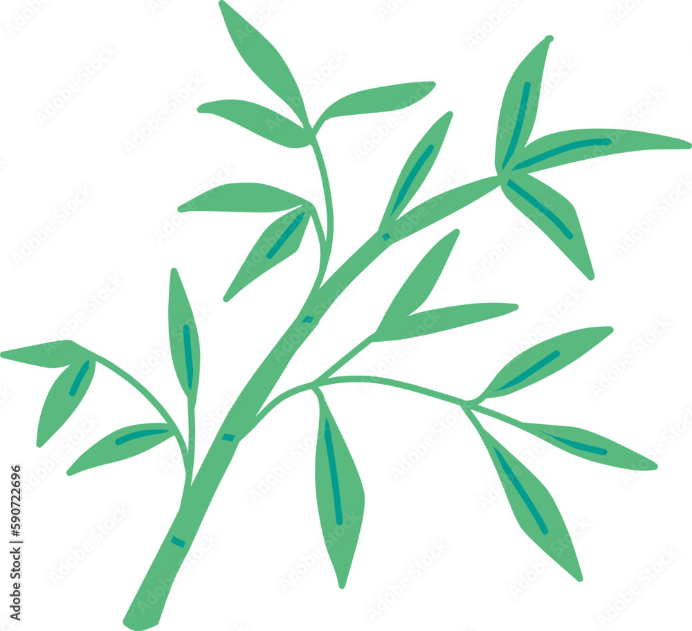 Fototapeta premium シンプルな笹の主線なしカラーイラスト