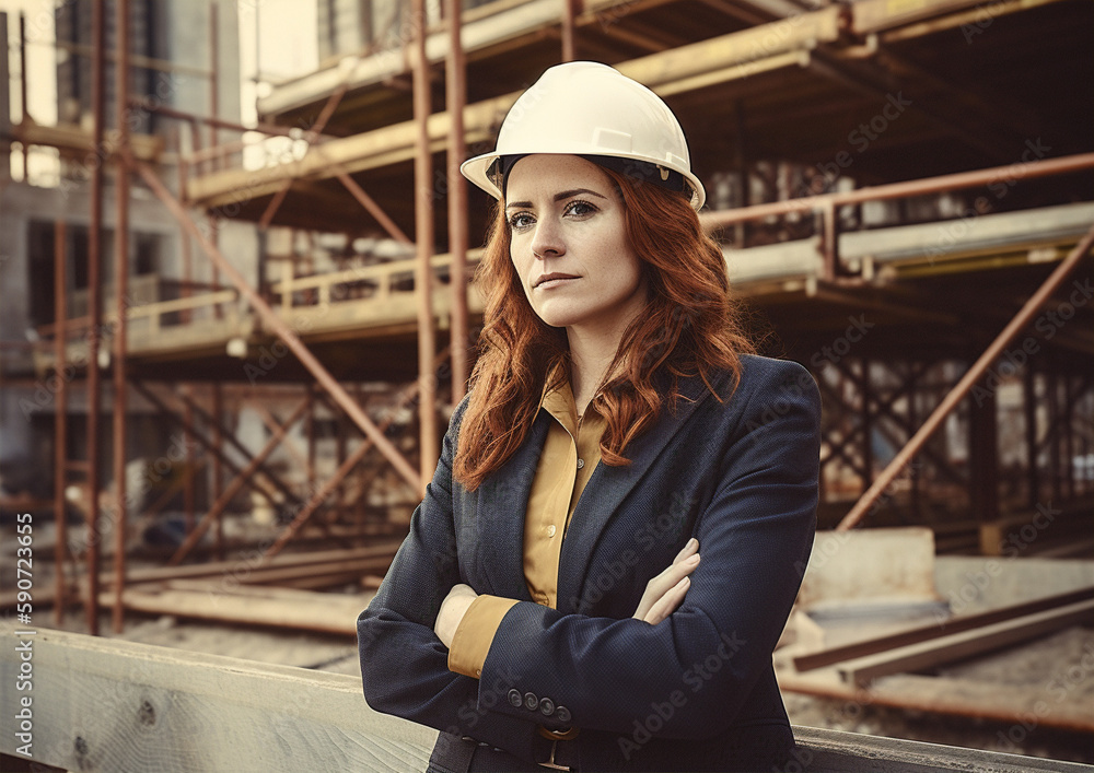 Female construction worker. Generative AI Female construction worker. Generative AI