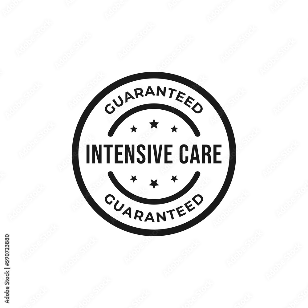 Simple Intensive care stamp or Intensive care label vector isolated in flat style. Simple Intensive care stamp vector for product design element. Intensive care label for packaging design element.