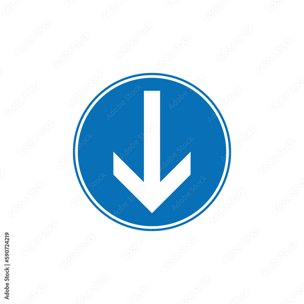 Circle Blue Mandatory, Regulatory Road Sign Vector Template Circle Blue Mandatory, Regulatory Road Sign Vector Template