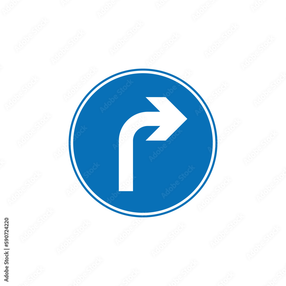 Circle Blue Mandatory, Regulatory Road Sign Vector Template Circle Blue Mandatory, Regulatory Road Sign Vector Template