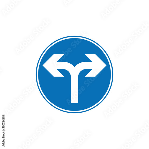 Circle Blue Mandatory, Regulatory Road Sign Vector Template