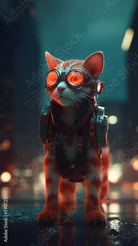 Cyberpunk Cat - Alpha 08   Wonder if there will be cyberpunk cats in the real world someday. Cyberpunk Cat is a fictional character that embodies the essence of the cyberpunk genre in a feline form. © Reza Rinaldy