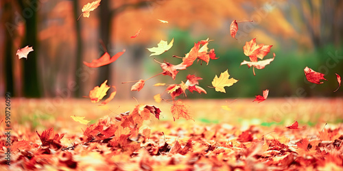 Autumn leaves backdrop background golden colors, generated AI, generated, AI