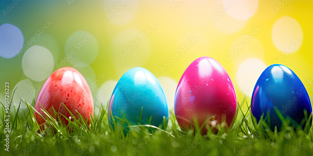 Easter eggs colorful background backdrop festive egg, generated AI, generated, AI
