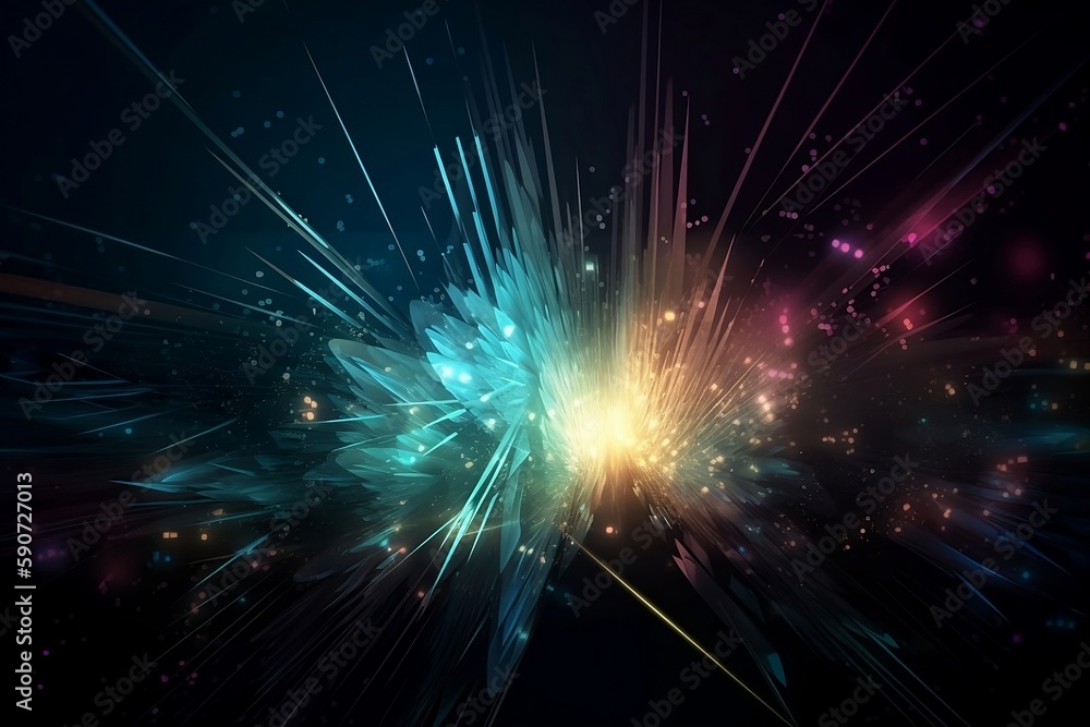 Illustrated Colorful Light Glow on Black Background Illustrated Colorful Light Glow on Black Background