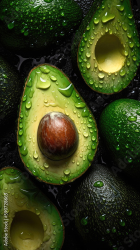 Avocado, adorned with glist...