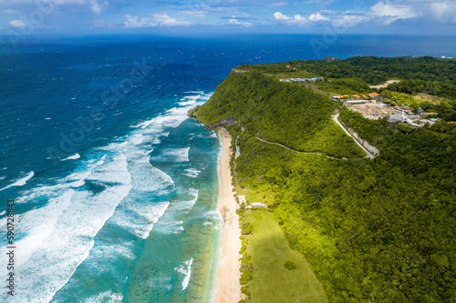 Aerial view of Nyang Nyang Beach on the southernmost coast of Bali, Indonesia  photo