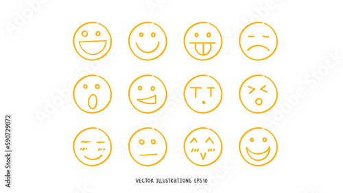 Functions that show emotions set,hand drawn elements , flat Modern design isolated on white background ,Vector illustration EPS 10