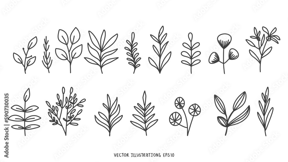 Flower shape vector,hand drawn elements , flat Modern design isolated on white background ,Vector illustration EPS 10