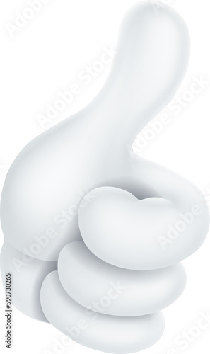 A thumbs up hand giving alike gesture in white glove cartoon icon