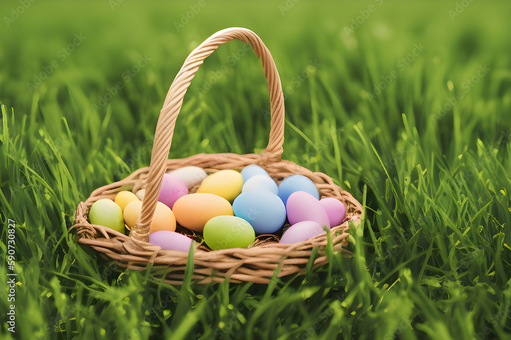 easter eggs in a basket easter eggs in a basket