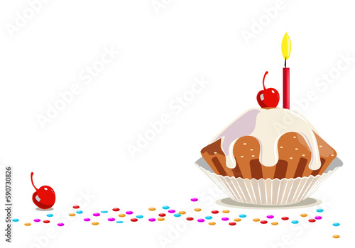  Birthday cake, birthday party elements.