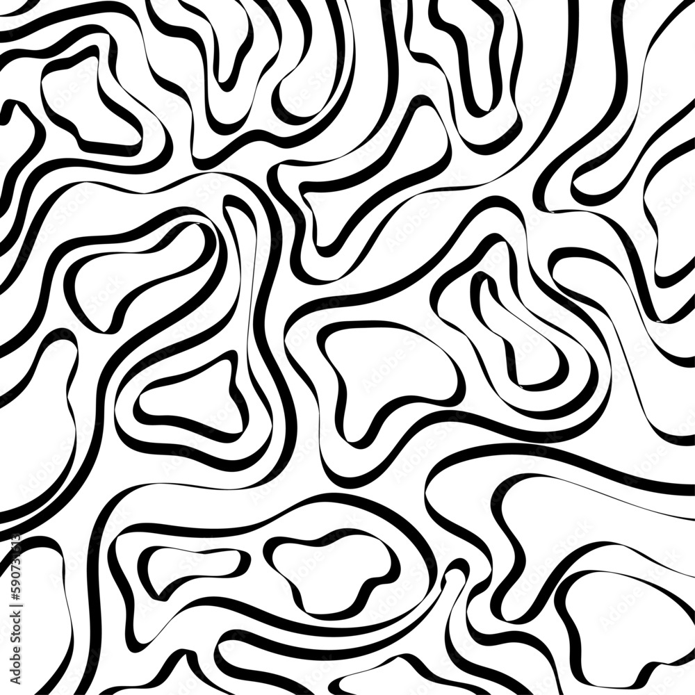 Groovy Beautiful black lines background, vector illustration