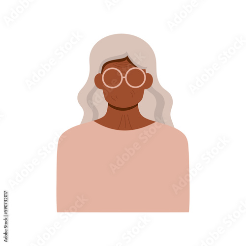 Faceless female avatar. Old woman vector illustration. EPS 10