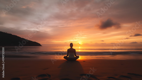 Meditation at Beach, Generative AI © Lanette