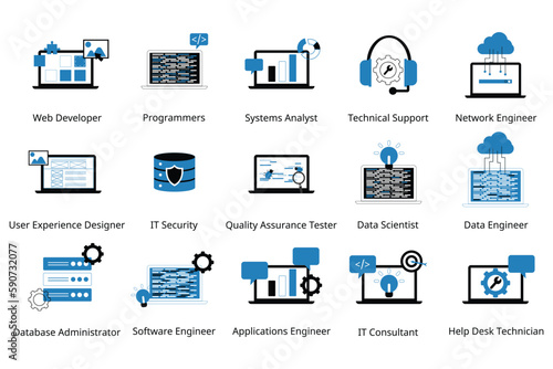 Different Types of IT or Information technology and Software Engineering Jobs icon