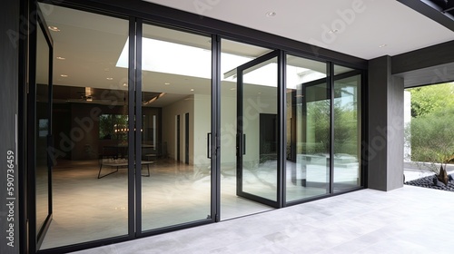 Interior glass door, room divider. A trademark of modern appearance