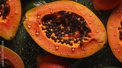 Papayas, adorned with glist...