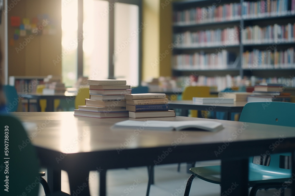 Quiet Haven: An Empty High School Library Bathed in Light Quiet Haven: An Empty High School Library Bathed in Light