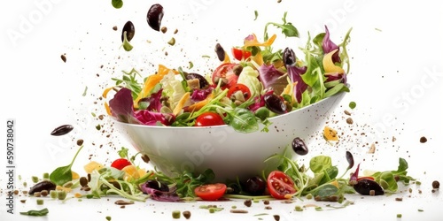 salad isolated on white background, vegetables, generative ai