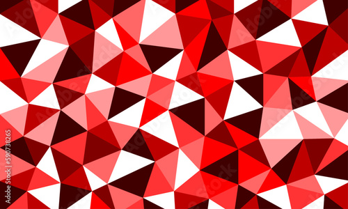 Low poly triangular polygonal style geometrical irregular abstract multi color mosaic background vector illustration in different shades of red. Creative business design cover flat template.