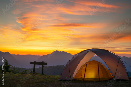 Tent in camping location at Mon Kalakojo with star and mountain view  Tak  Northern of Thailand