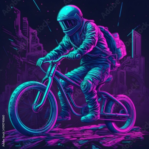"Neon Explorer: An Astronaut's Futuristic Adventure in the Metaverse" / AI Generated Artwork