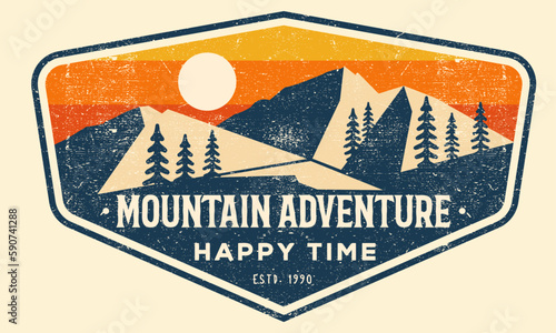 Mountain adventure. Explore graphic print design for apparel. Mounting artwork for t shirt , sweatshirt, poster, sticker and others.