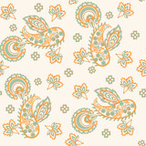 Floral Seamless vector pattern with paisley ornament.
