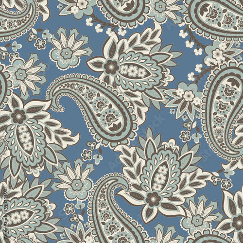 Paisley Floral oriental ethnic Pattern. Seamless Vector Ornament. Ornamental motifs of the Indian fabric patterns.