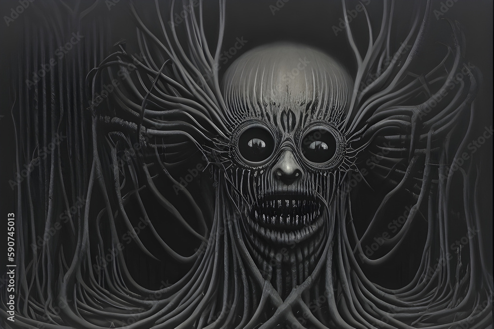 ai-generated illustration of a scary head of a fictional character ai-generated illustration of a scary head of a fictional character