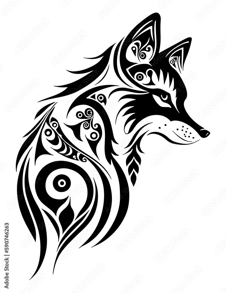 Transparent Stylized Werewolf Illustration with Calm and Power on white background, Wild Wolf Tattoo Design with Carnivorous Teeth and Fear-Inducing Eye in a Circle Pattern Transparent Stylized Werewolf Illustration with Calm and Power on white background, Wild Wolf Tattoo Design with Carnivorous Teeth and Fear-Inducing Eye in a Circle Pattern