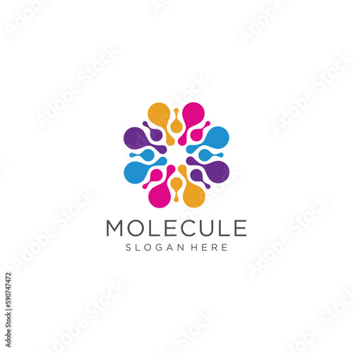 Molecule logo with technology concept
