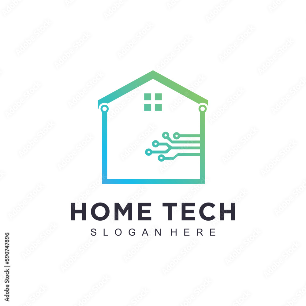 House logo design vector with modern tech concept House logo design vector with modern tech concept
