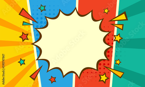 Colorful empty background in comic pop art style
