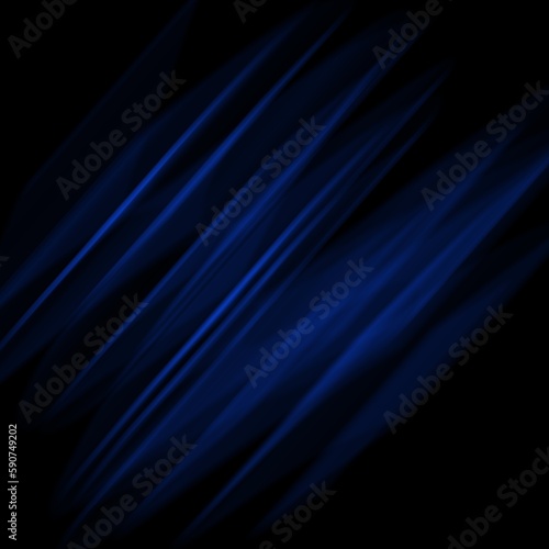 blue swirl smooth wave, wavy lines on black dark background 