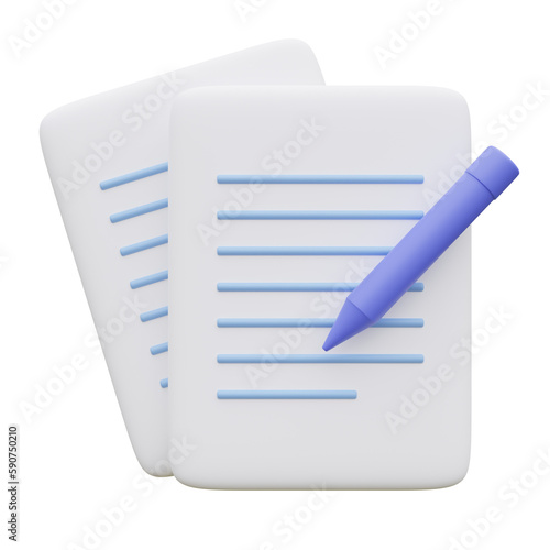 signed document 3d Icon Element Illustration