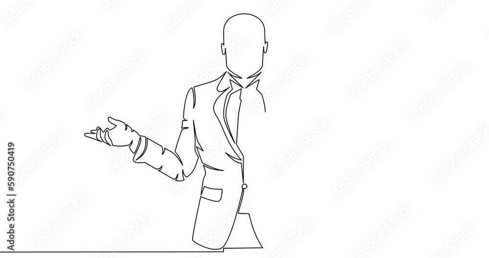 Self drawing line animation Manager Businessman spreads his arms continuous one single line drawn concept video Self drawing line animation Manager Businessman spreads his arms continuous one single line drawn concept video