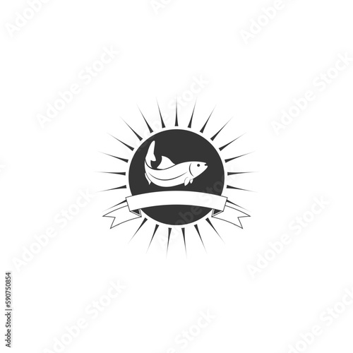Vector fishing logo and illustration. Fishing sports, tournaments, tours and camp badges