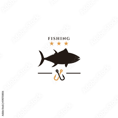 Vector fishing logo and illustration. Fishing sports, tournaments, tours and camp badges