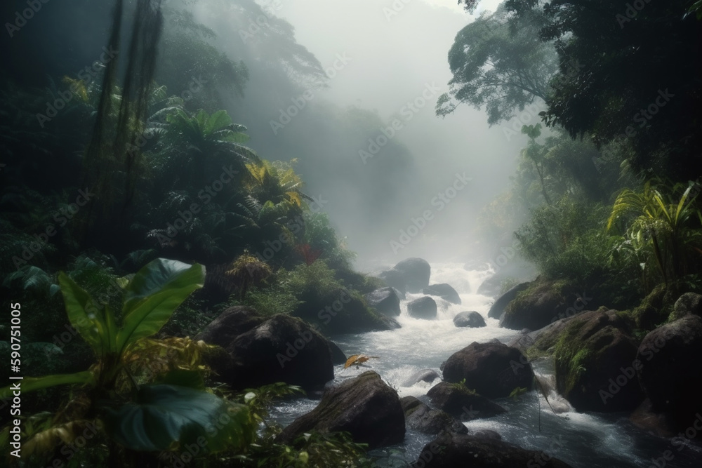 Serenity in the Jungle: A River Running Through the Greenery