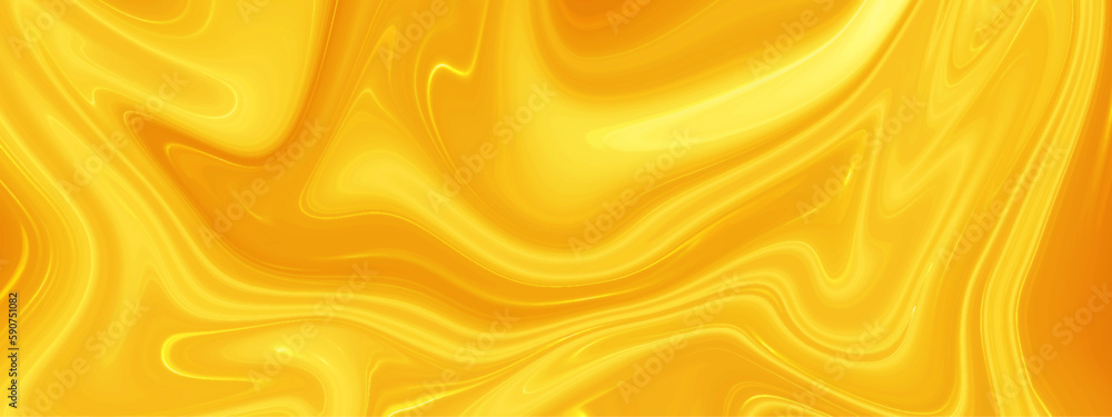 Abstract luxury golden smooth liquid background.  Liquid marbling paint background. liquid oil marble golden, yellow color graphic seamless liquid and fluid paint art.