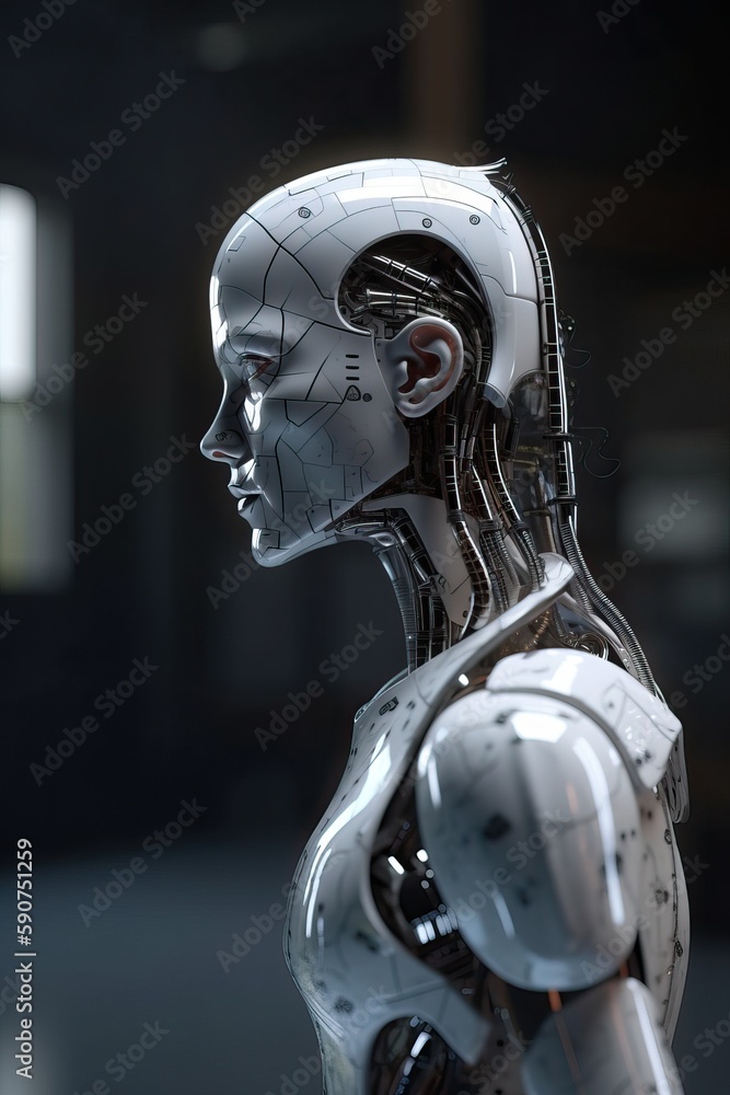 Futuristic female robot, generative ai Futuristic female robot, generative ai