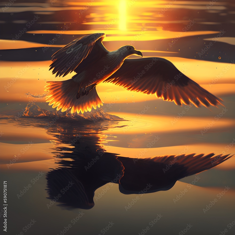 A free bird leaps on the back of the wind and floats downstream till